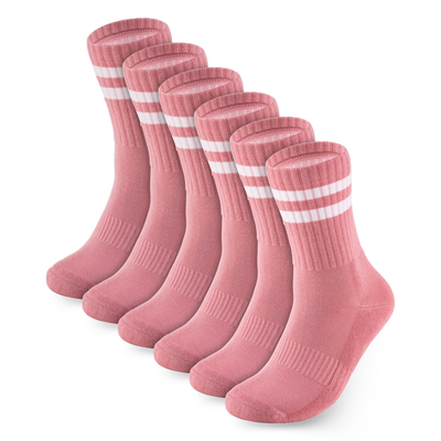 Bamboo Crew Socks, 3 pairs · Size 4-8 · Coral