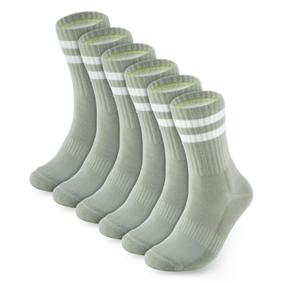 Bamboo Crew Socks, 3 pairs · Size 4-8 · Sage