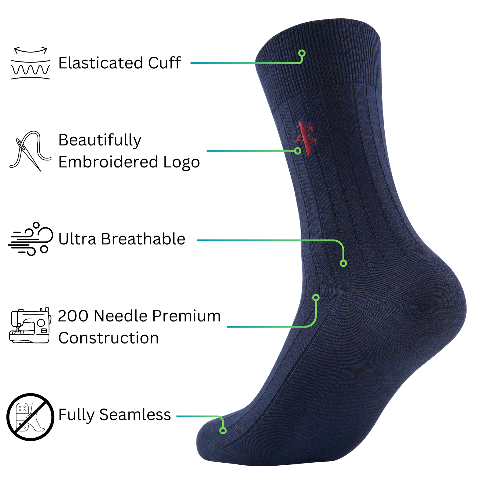Premium Ribbed Bamboo Dress Socks - UK 7-12 Panda Food