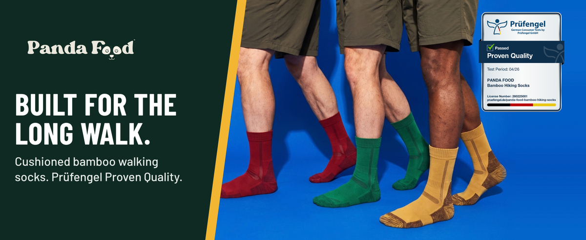 Built for the long walk. Cushioned bamboo walking socks. Prüfengel Proven Quality.