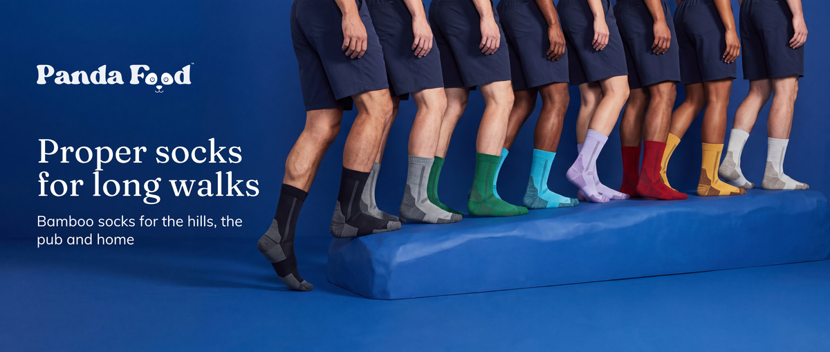 Proper socks for long walks. Bamboo socks for the hills, the pub and home.
