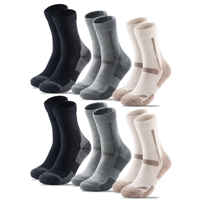 Bamboo Walking and Hiking Socks, 6 pairs · UK 4-8 | USA 6-10 · Charcoal/Slate/Desert