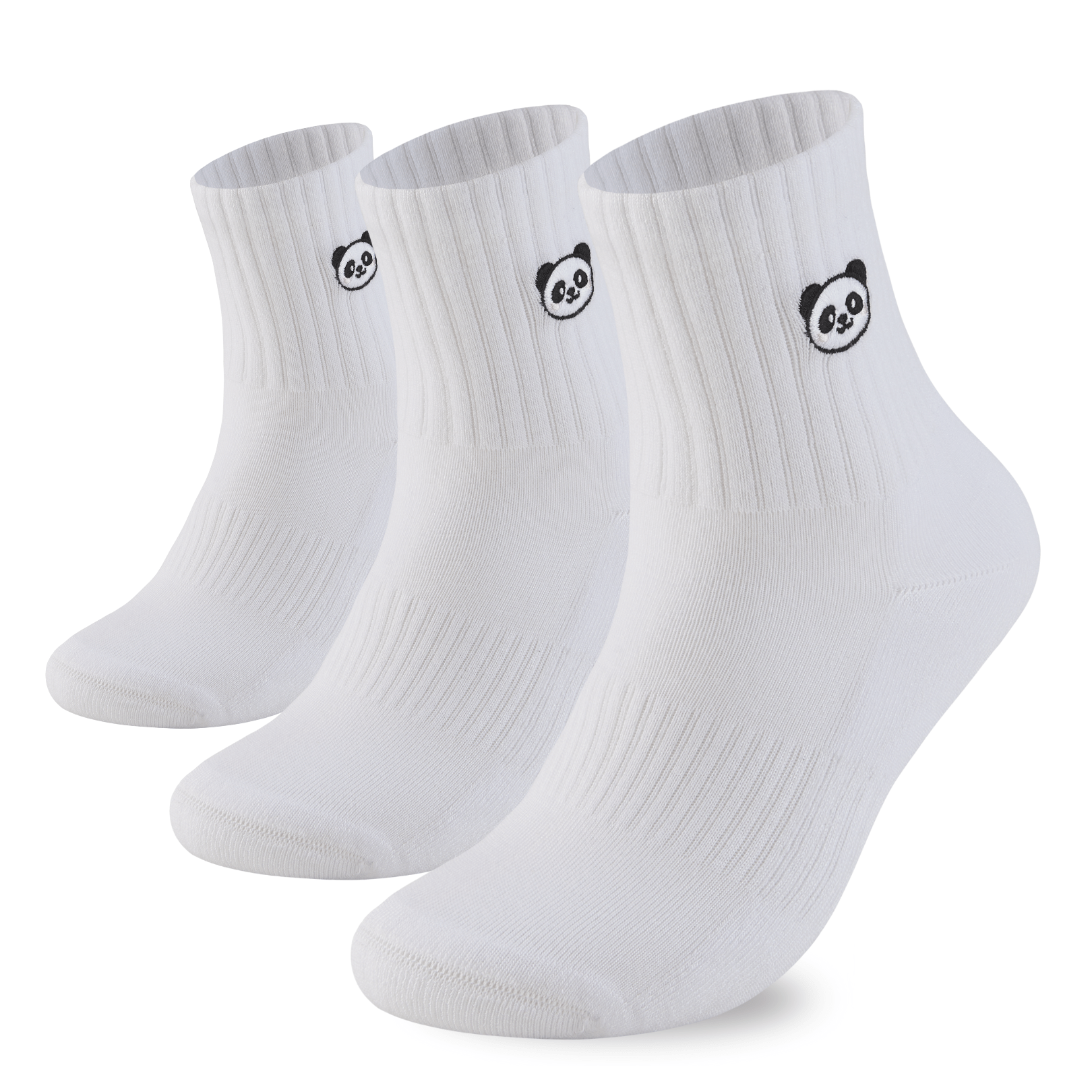 Premium Embroidered Panda Bamboo Crew Socks for Women - 3 Pairs - UK 3 - 7 - Panda Food Bamboo Socks