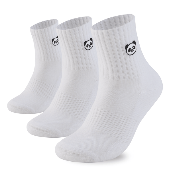 Premium Embroidered Panda Bamboo Crew Socks for Women - 3 Pairs - UK 4-8
