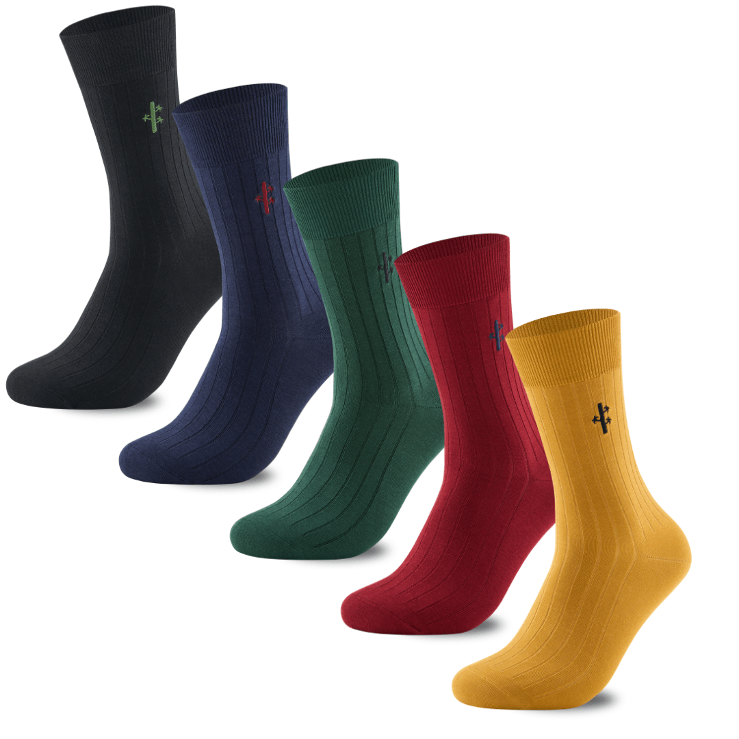 Premium Ribbed Bamboo Dress Socks - UK 7 - 12 - Panda Food Bamboo Socks