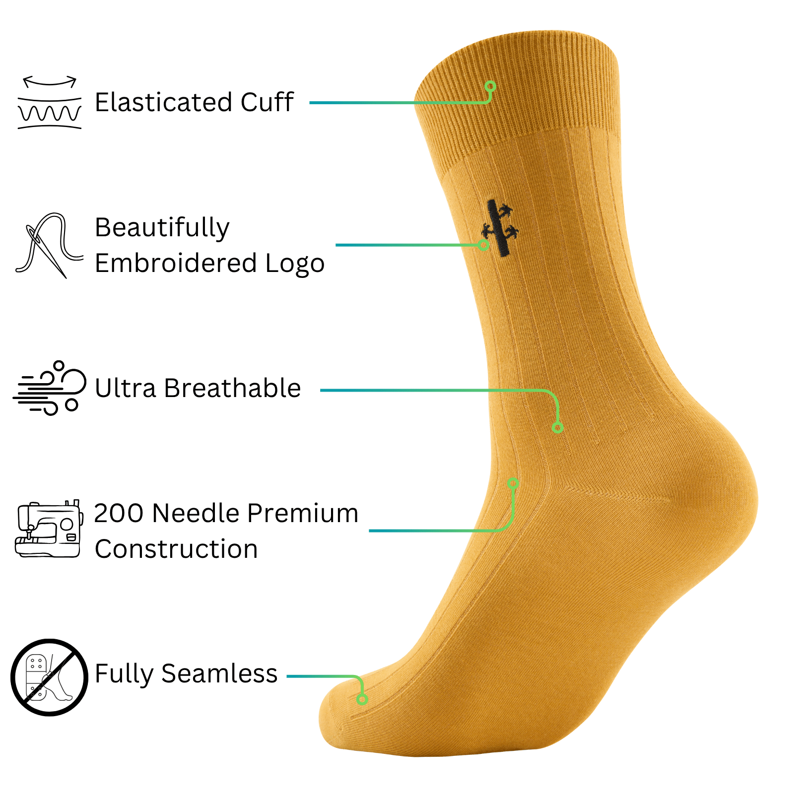 Premium Ribbed Bamboo Dress Socks - UK 7 - 12 - Panda Food Bamboo Socks