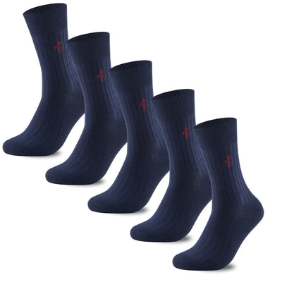 Bamboo Ribbed Dress Socks, 5 pairs · Size 7-12 · Navy Blue