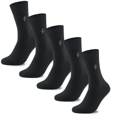 Bamboo Ribbed Dress Socks, 5 pairs · Size 7-12 · Black