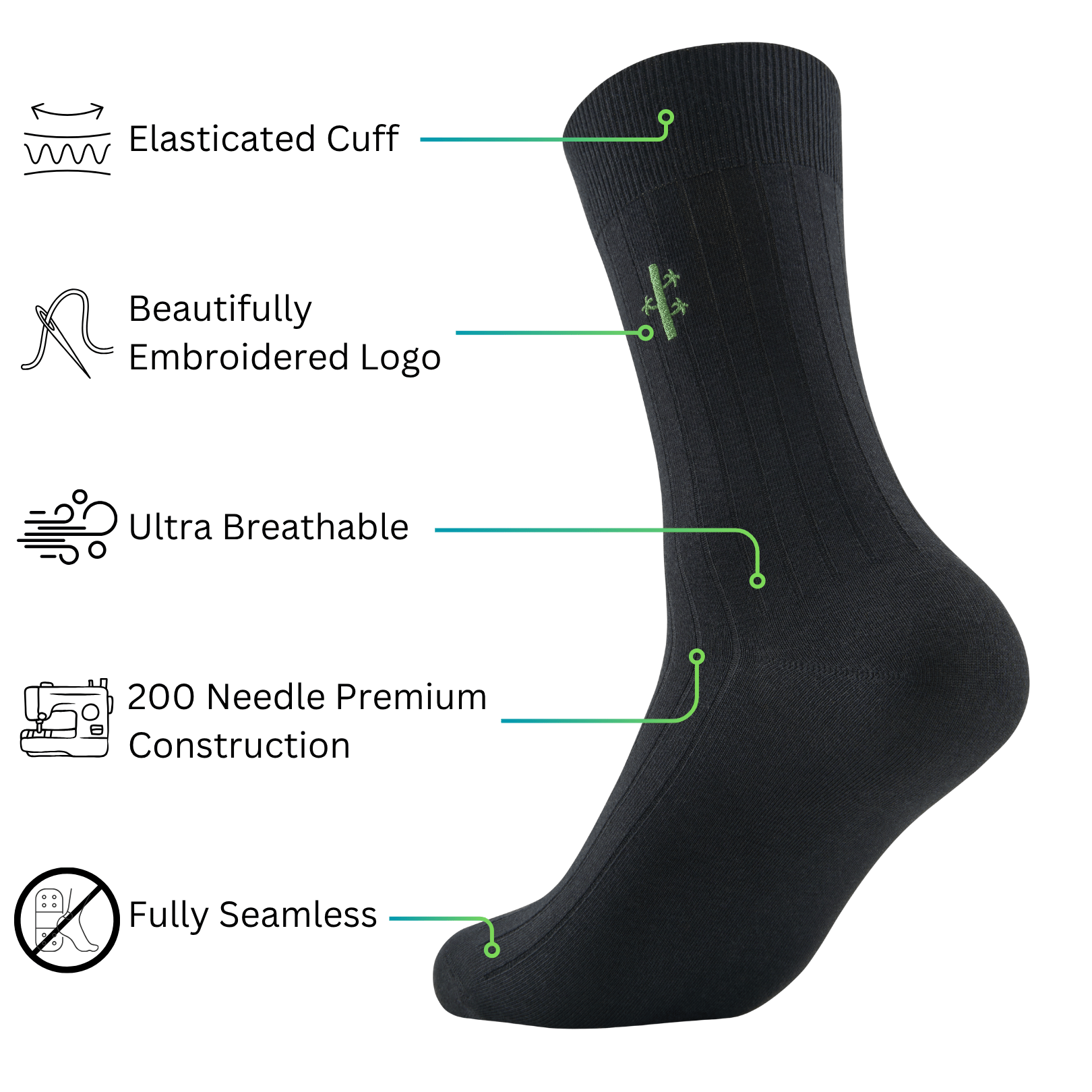 Premium Ribbed Bamboo Dress Socks - UK 7 - 12 - Panda Food Bamboo Socks
