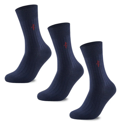 Bamboo Ribbed Dress Socks, 3 pairs · Size 7-12 · Navy Blue