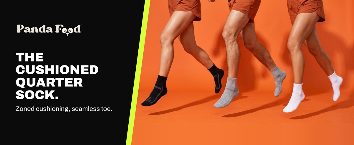 The cushioned quarter sock. Zoned cushioning, seamless toe.
