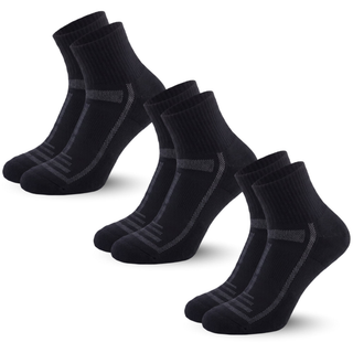 Panda Food cushioned bamboo quarter socks, 3 pairs, Black
