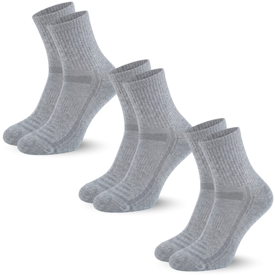 Bamboo Cushioned Quarter Socks, 3 pairs · Size 4-8 · Grey