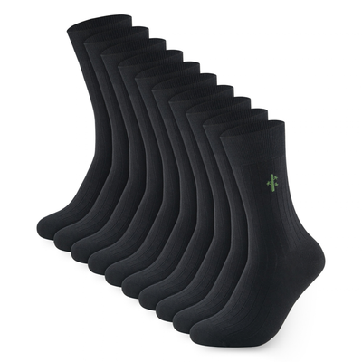 Panda Food ribbed bamboo dress socks, 5 pairs, Black
