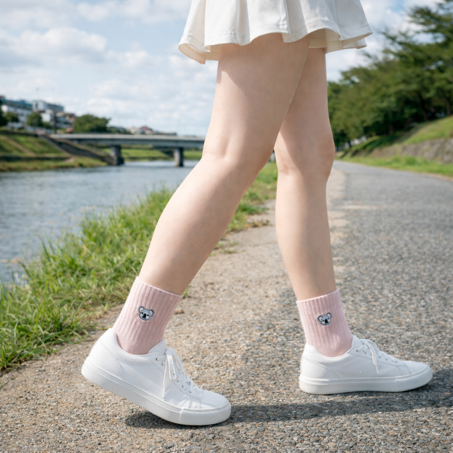 Bamboo Embroidered Animal Socks Panda Food
