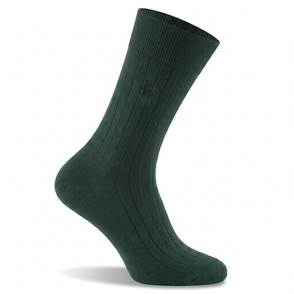 Bamboo Rayon Ribbed Dress Socks, Green
