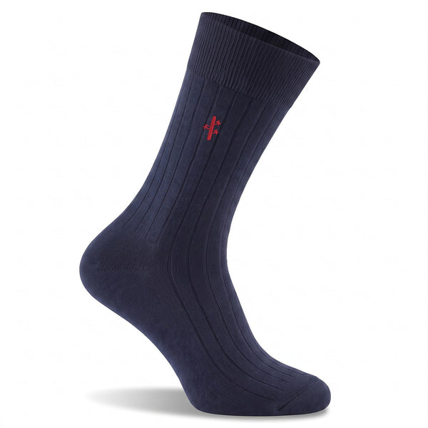 Bamboo Rayon Ribbed Dress Socks, Navy Blue