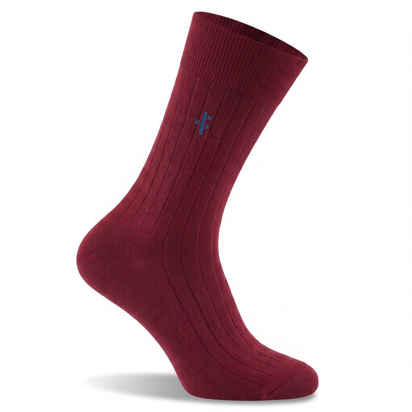 Bamboo Rayon Ribbed Dress Socks, Red