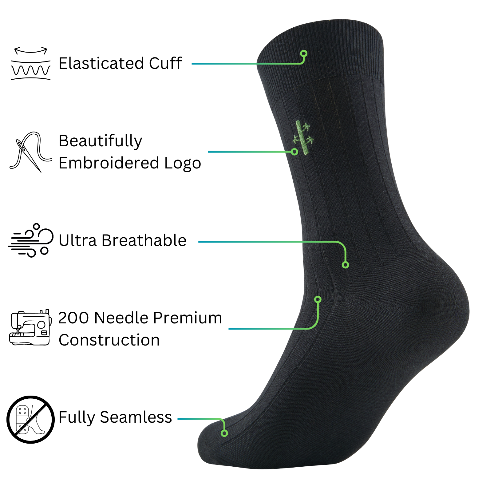 Premium Ribbed Bamboo Dress Socks - UK 7-12 Panda Food