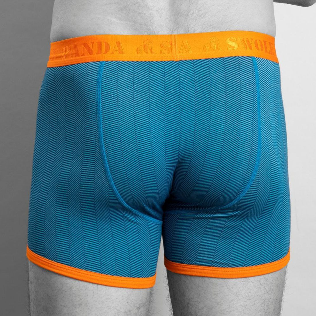 Bamboo Boxers - Blue Herringbone Swole Panda