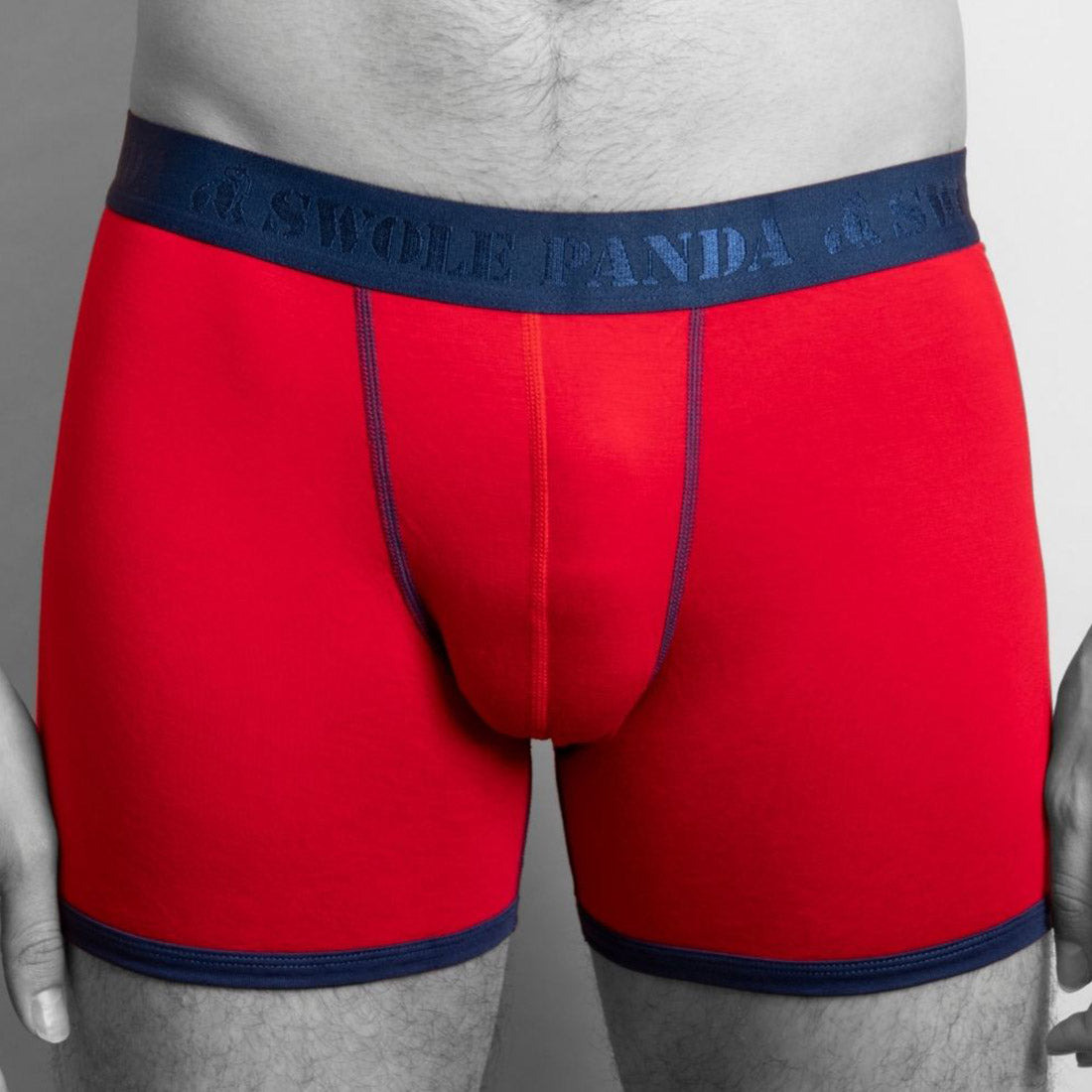 Bamboo Boxers - Red / Blue Band Swole Panda